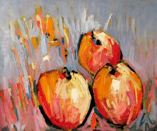 Three Apricots by Irene Wilkes