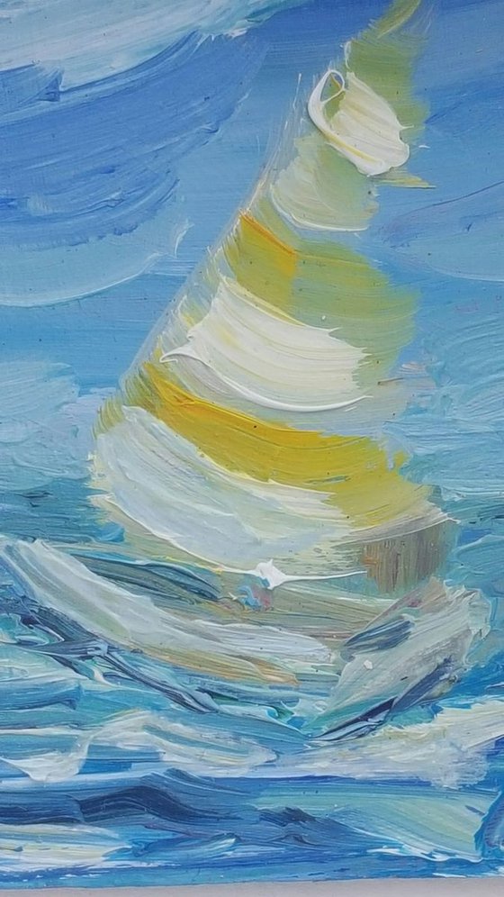 Sail Away - a summer regetta -  semi abstract impressionist mini