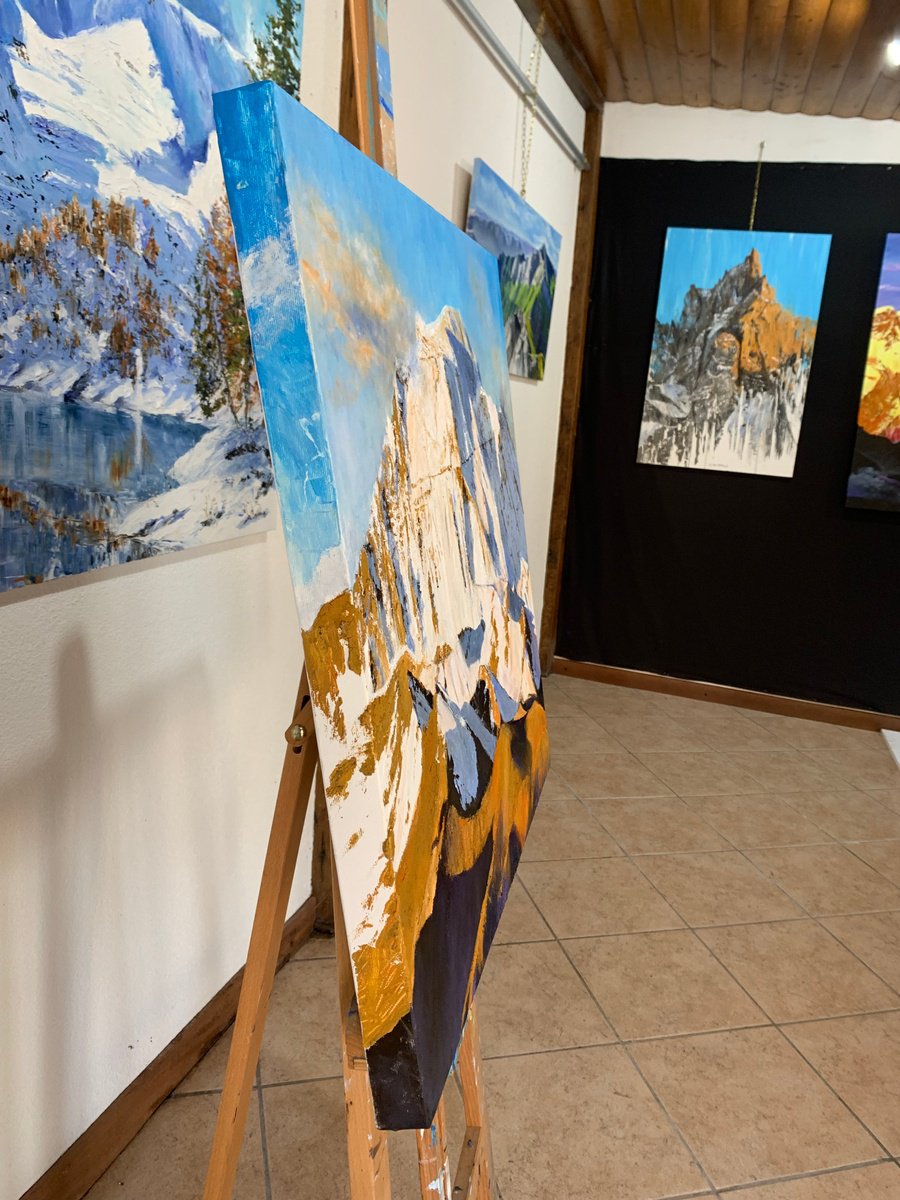 Impressionistic Landscape Painting By Gianfranco Combi, 24 X 24, La Dea Turchese, Original Artwork