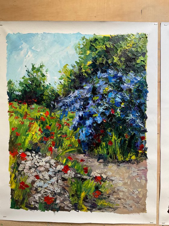 Lilac valley with popies 2