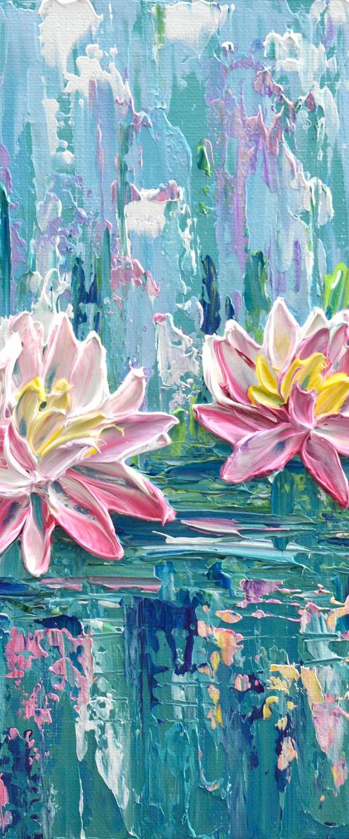Pink Water Lilies 8"x10" by Olga Tkachyk