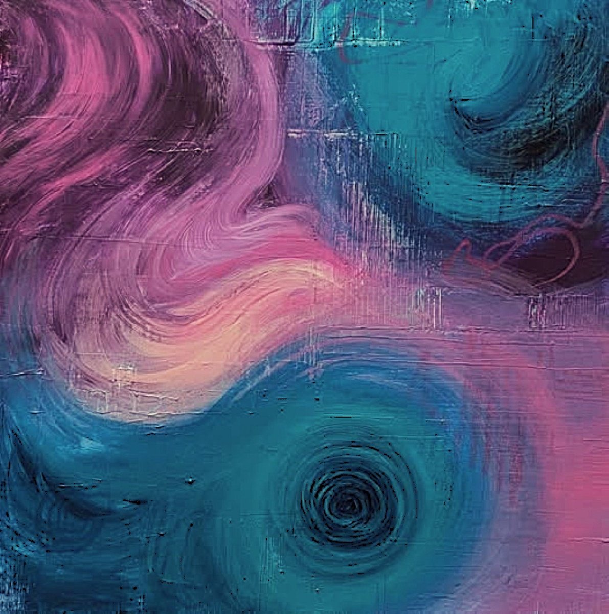 Expressive Abstract Acrylic Painting By Lisa Price, 24 X 24", You Spin Me Round, Original Artwork