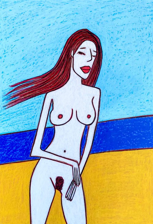 White nude on the beach by Ann Zhuleva