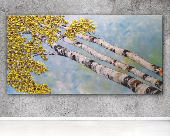 Birches - Large Birch Tree Painting 60" x 30"