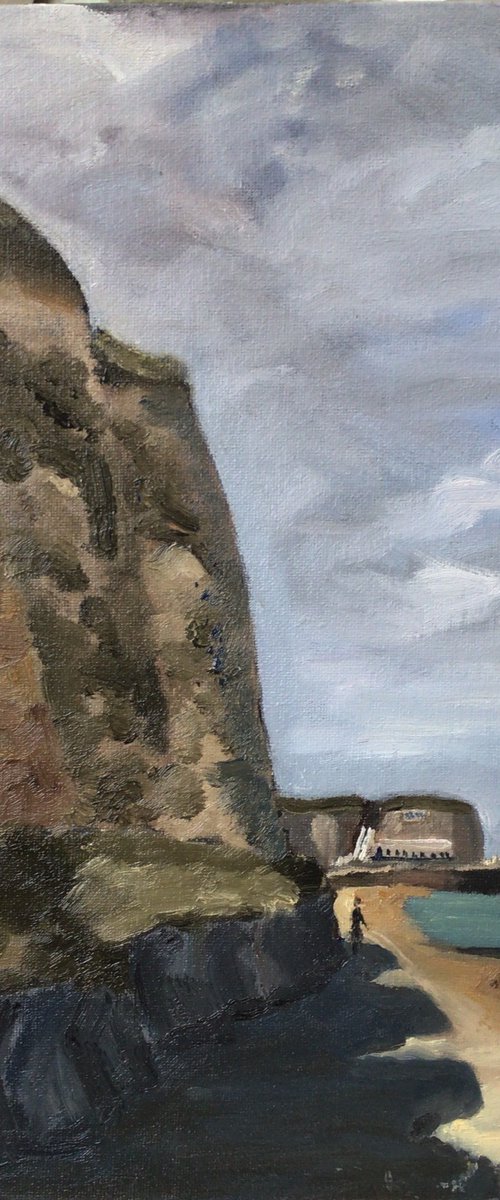 Cliff shadows at Foreness point, an original oil painting. by Julian Lovegrove Art
