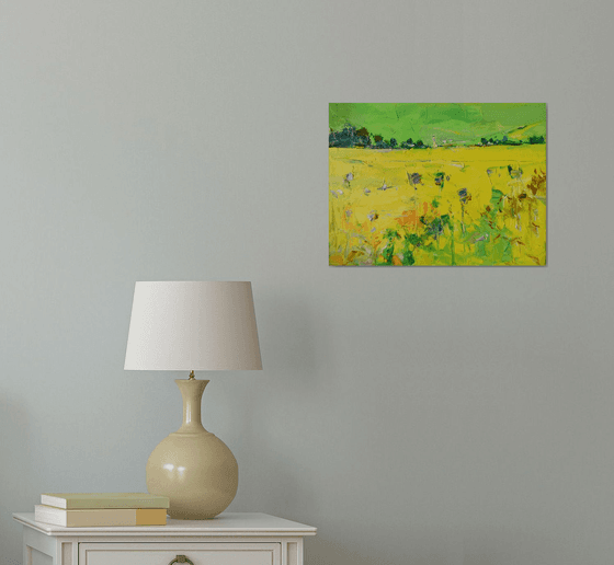 Sunflower Landscape Original Oil Painting