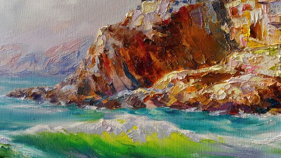 Riomaggiore - Cinque Terre, Italy landscape, oil painting