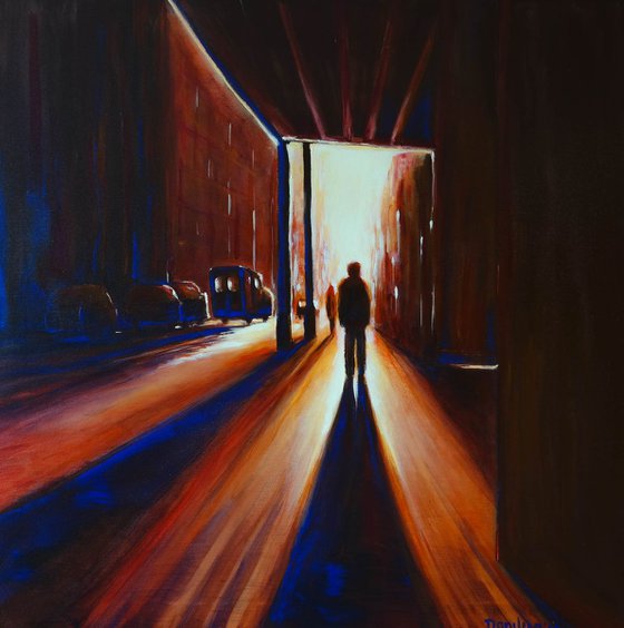 Walk to sun - Sunset Light New York Cityscape People Streets Gift