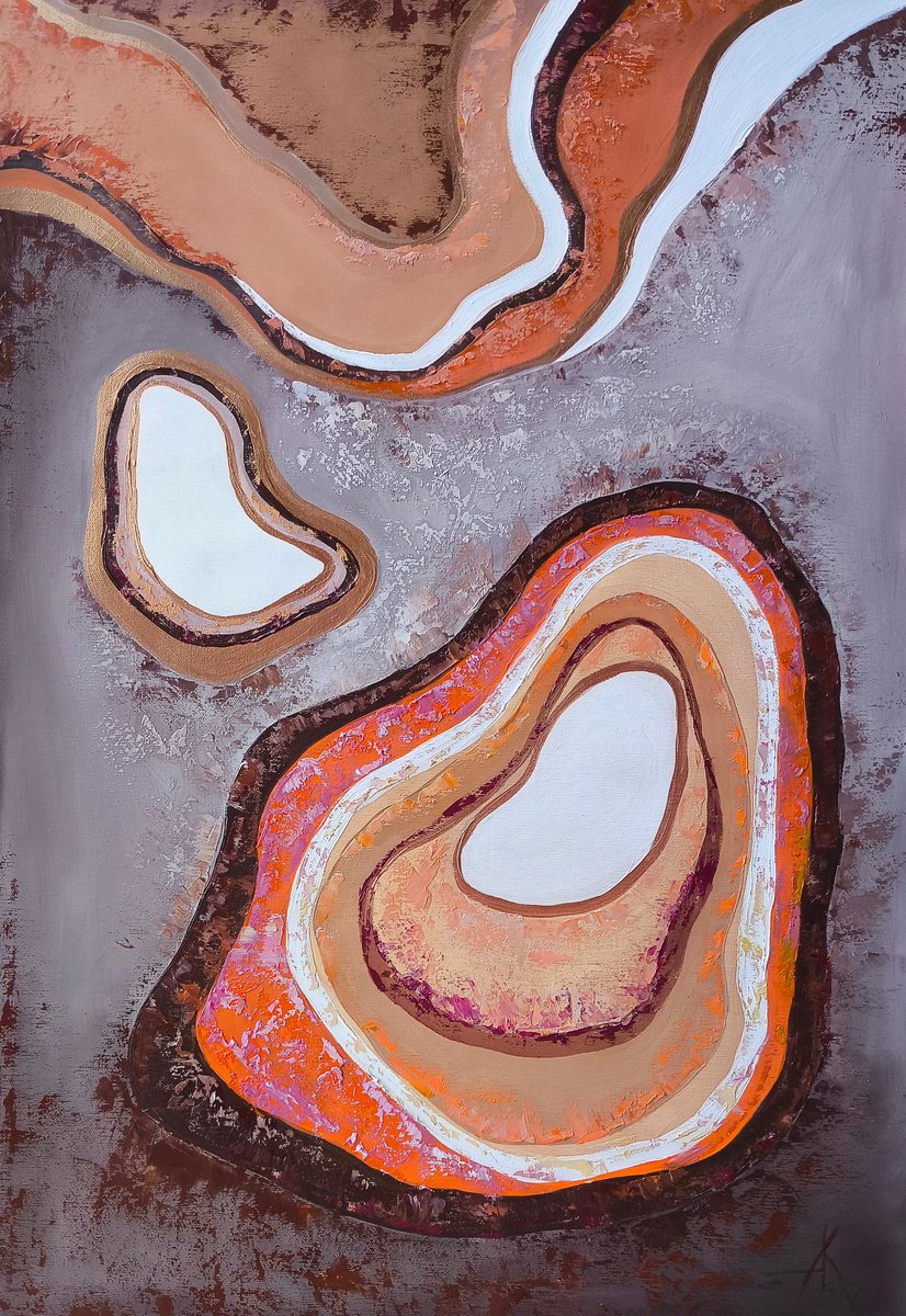 Abstract Oil Painting By Anastasia Kozorez, 21 X 28, Echoes Of The Earth, Original Artwork
