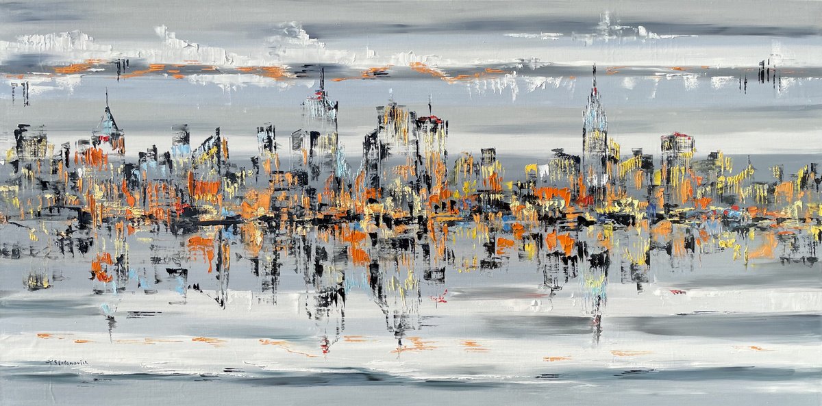 Night New York abstract, 140 x 70 cm by Tanya Stefanovich