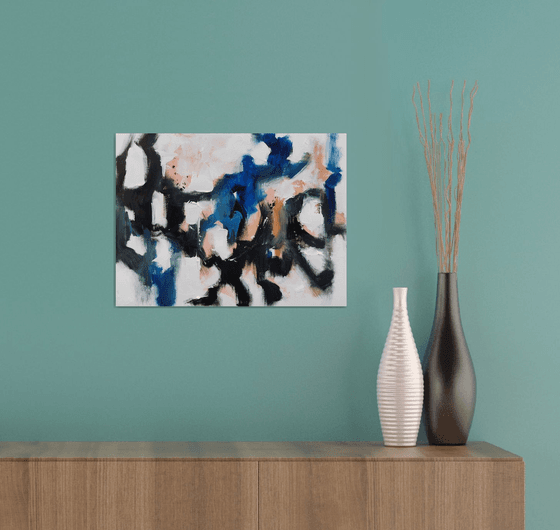 Abstract painting on paper, Blue art