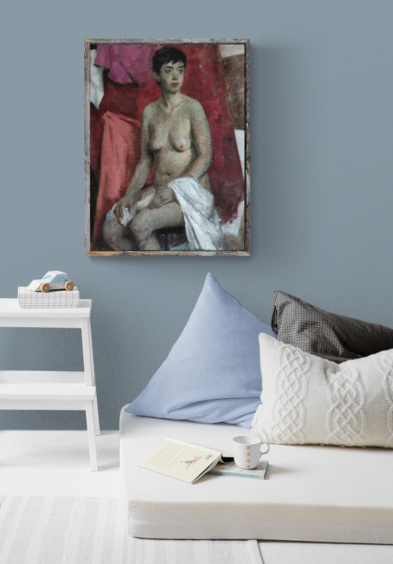 Nude with a white towel
