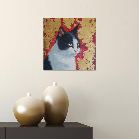 Tuxedo Cat painting