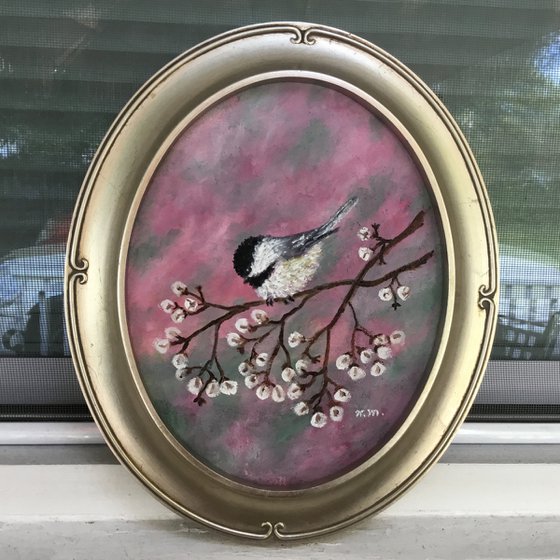 Chickadee # 41 - oval 10 X 8 oil (SOLD)