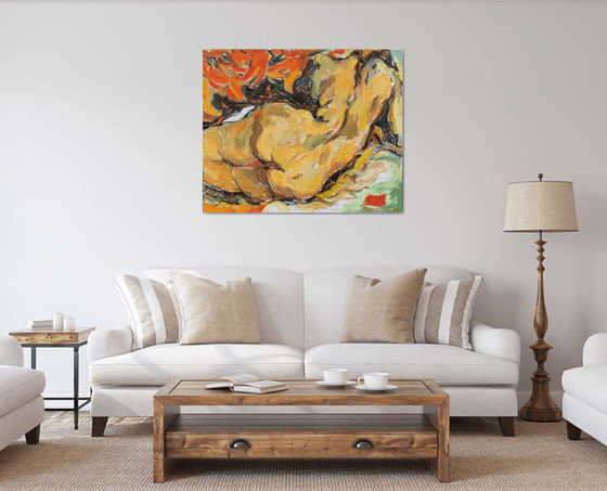 Nude - Lying Girl - Medium Size - Nude Art - Oil Painting - Interior Art