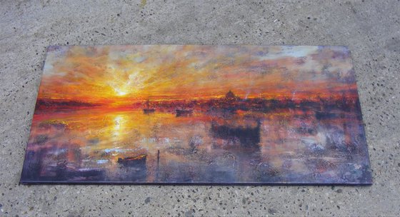 "Harbor of destroyed dreams -The last hole on the flute"....Large size W 120x H 60cm