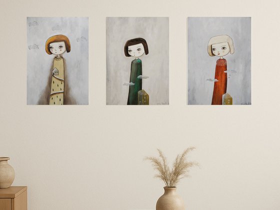 Giant little girls, set of 3