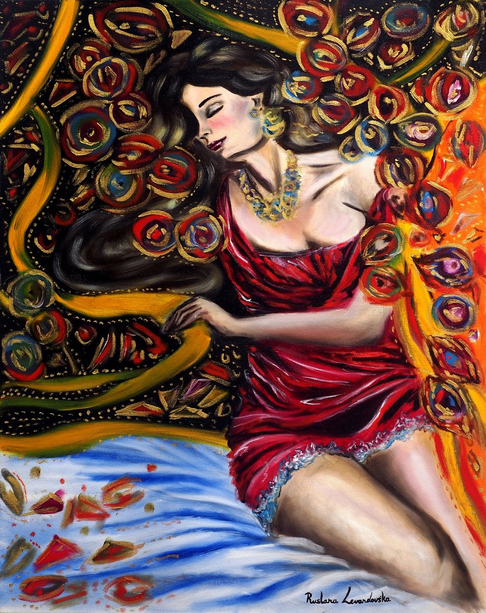 Surrealistic Portrait Oil Painting By Ruslana Levandovska, 24 X 30", Shimmering Dream, Original Artwork