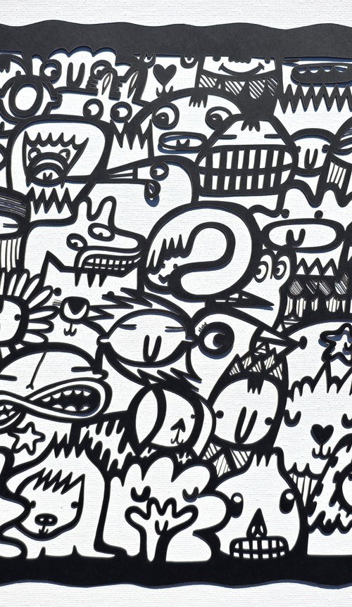 We Are All Connected (Black) - Papercut by Kev Munday