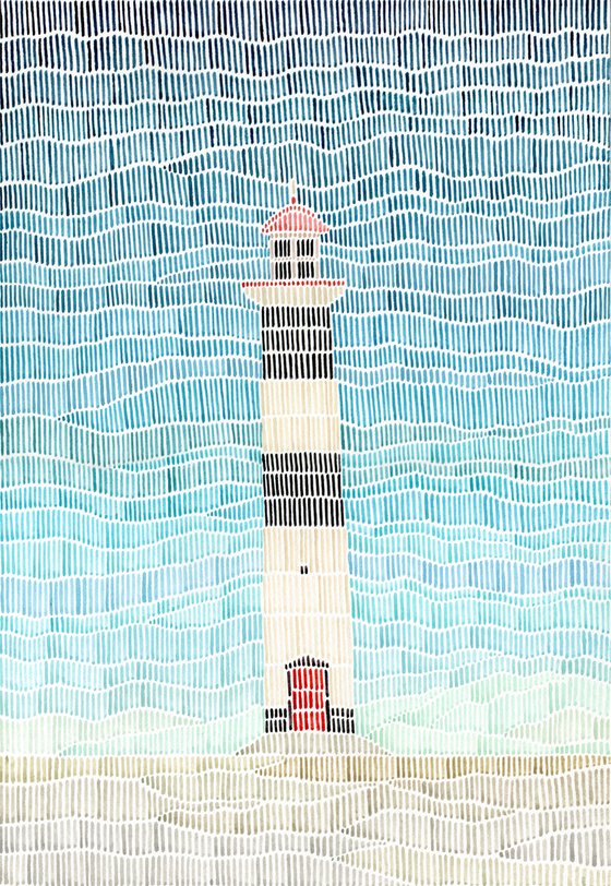 Lighthouse of Hope. Original style abstract watercolor illustration