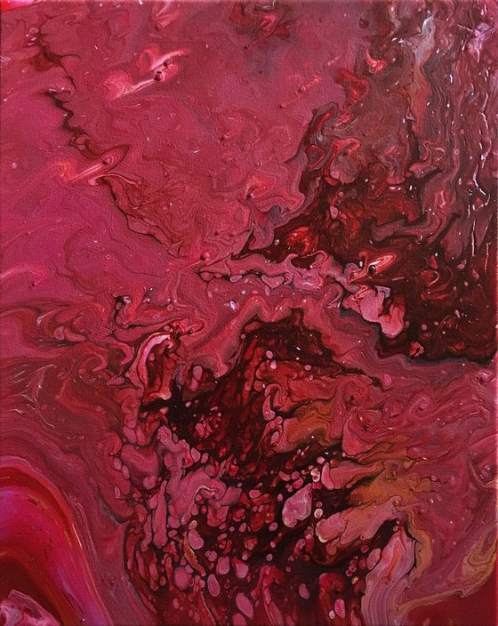 "Big Red" - FREE USA SHIPPING - Original Abstract PMS Fluid Acrylic Painting - 16 x 20 inches