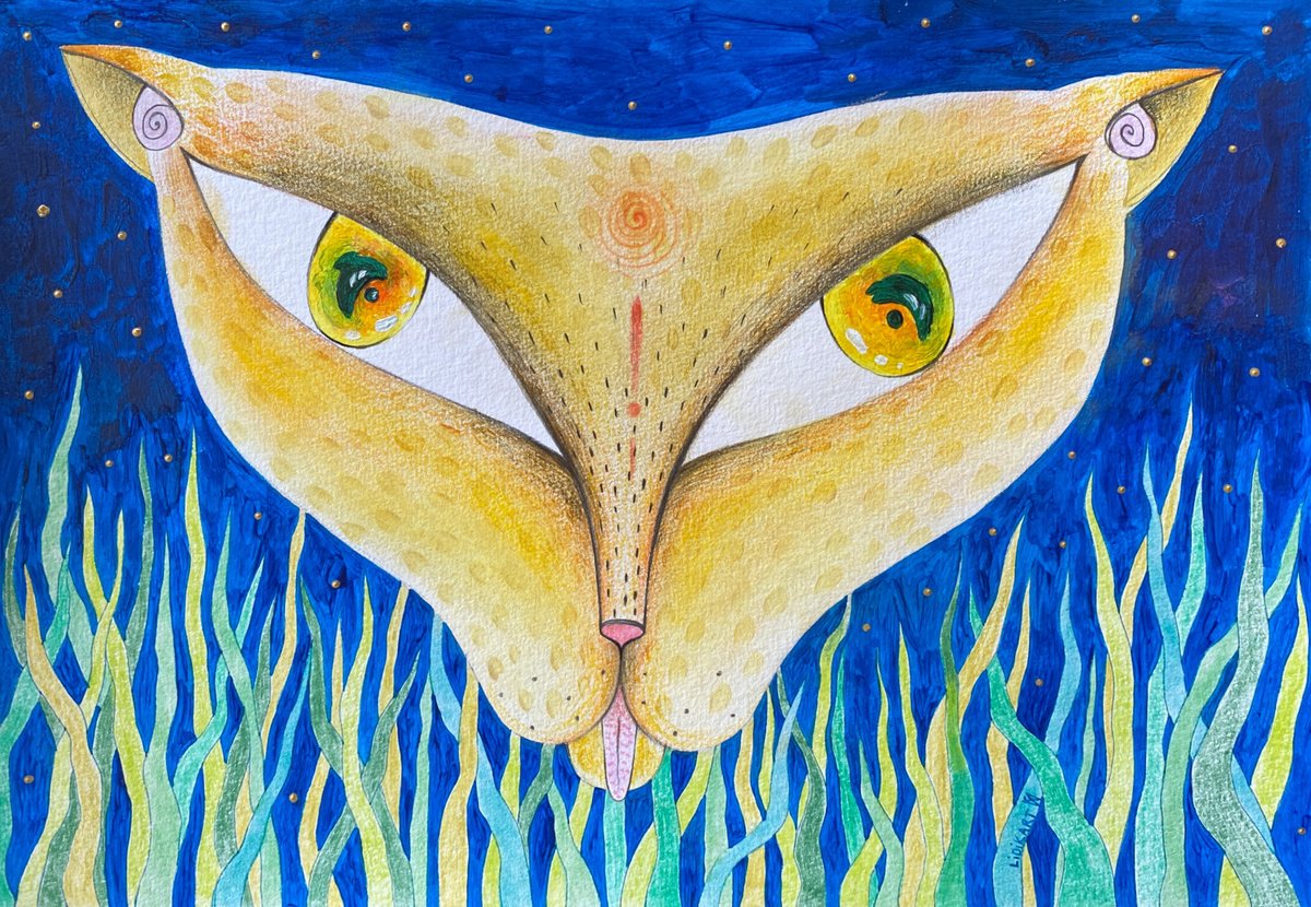 Illustrative Acrylic Painting , Wild Cat By Lidia Matviyenko /Lidikart/, 12 X 8, Artwork For Sale On Artfinder