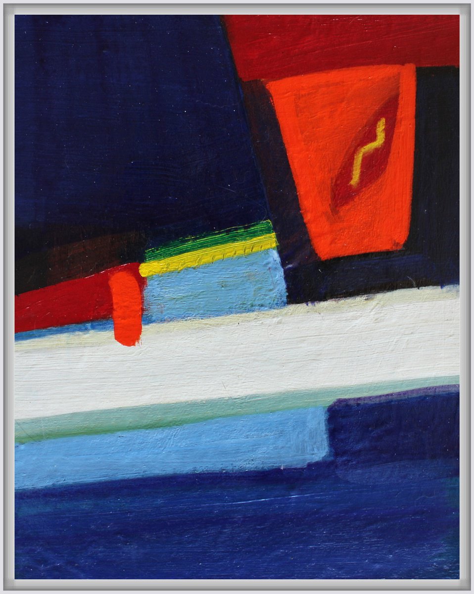 Abstract Oil Painting By Victorine Follana, 10 X 12", Horizon Fragmente, Original Artwork