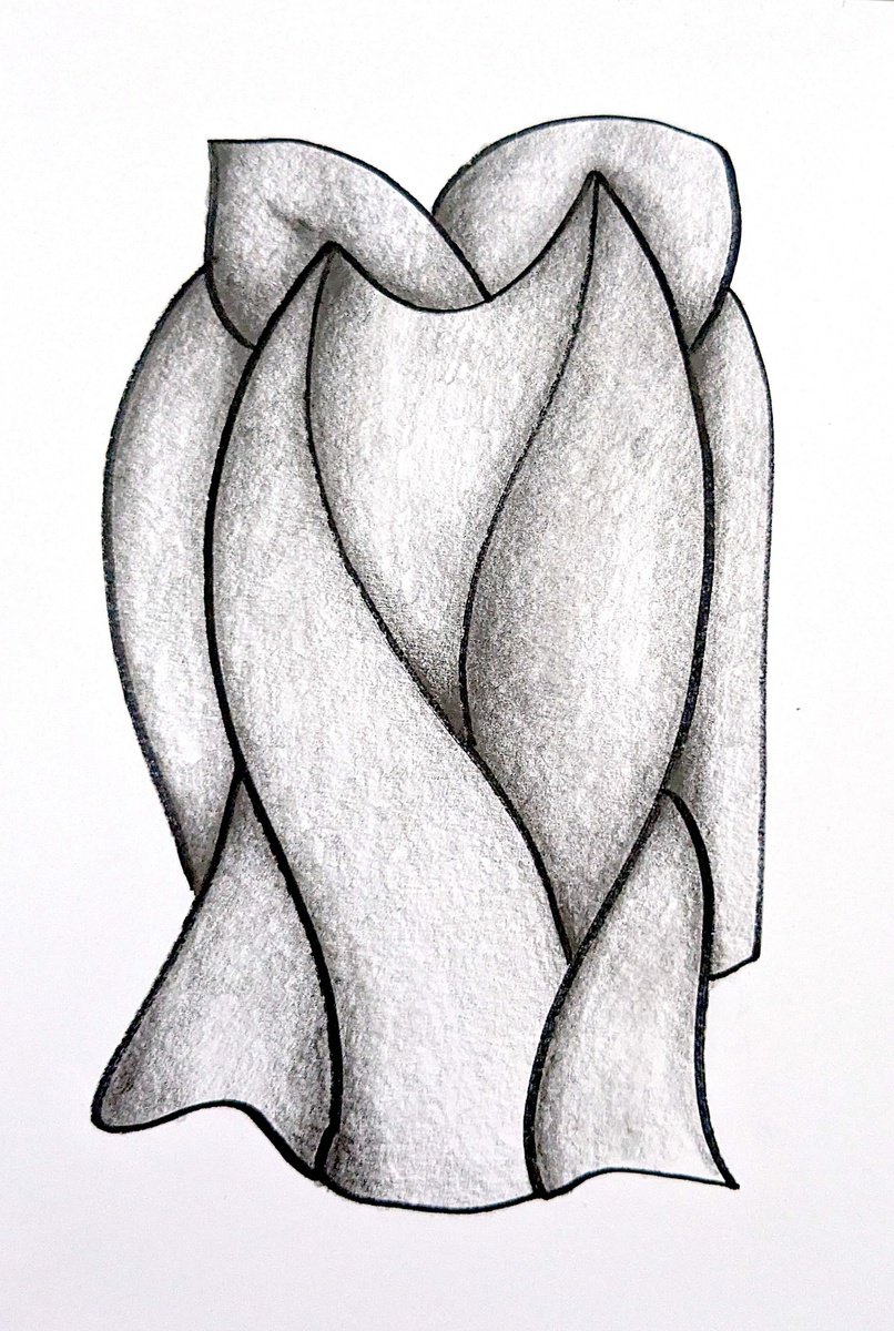 Geometric Abstract Pencil Drawing By Massimo Castronuovo, 8 X 12", Intertwined Veils, Original Artwork
