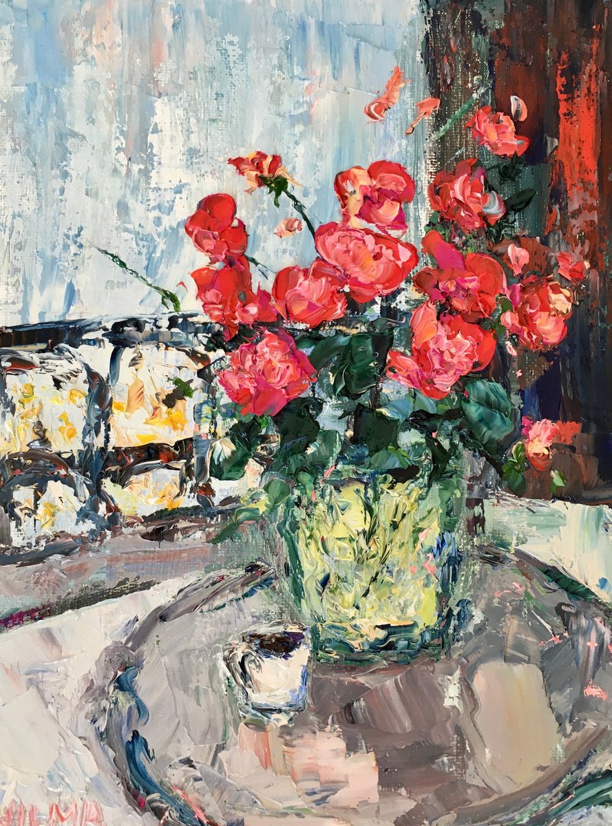 Bouquet of red flowers by Vilma Gataveckien?