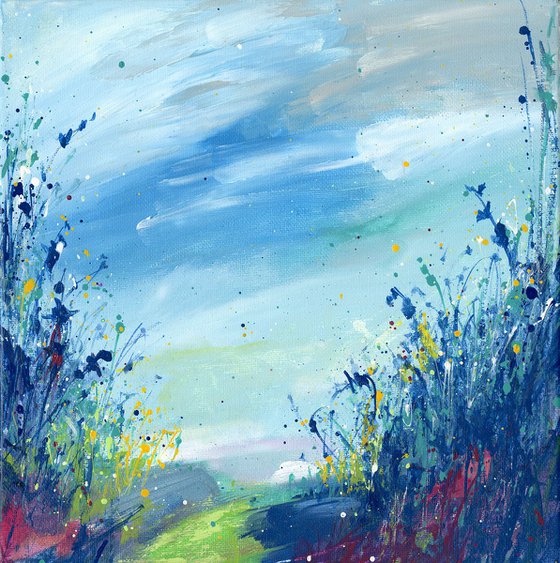 A Walk To Remember  -  Abstract Meadow Flower Painting  by Kathy Morton Stanion