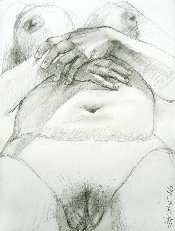 Nude study with resting hands