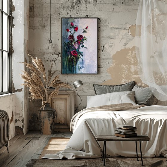 Red Rose Palette Knife Art