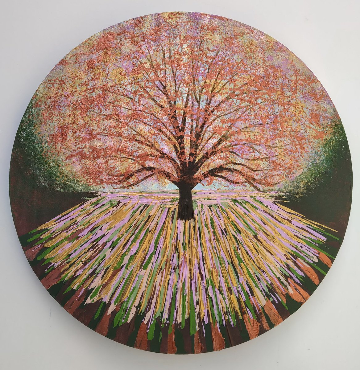 Impressionistic Botanical Acrylic Painting By Amanda Horvath, 12 X 12, Copper Alchemy, Original Artwork