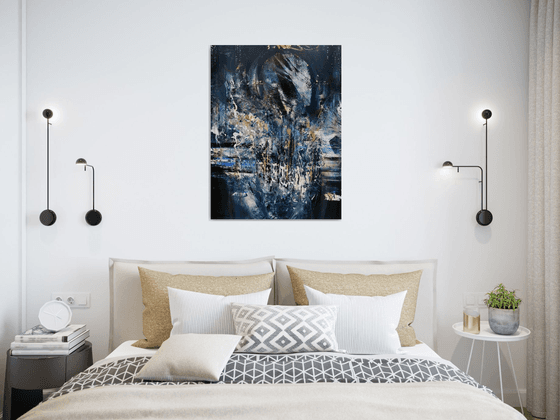 Beautiful abstract dark blue angel series painting by KLOSKA