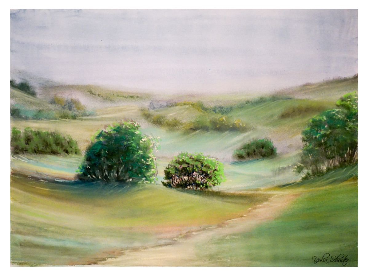 Remembering a lovely spring walk. Pastel drawing size 45*32 cm by Yulia Schuster