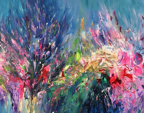 Slim: Pink Turquoise Flowery 1 by Peter Nottrott