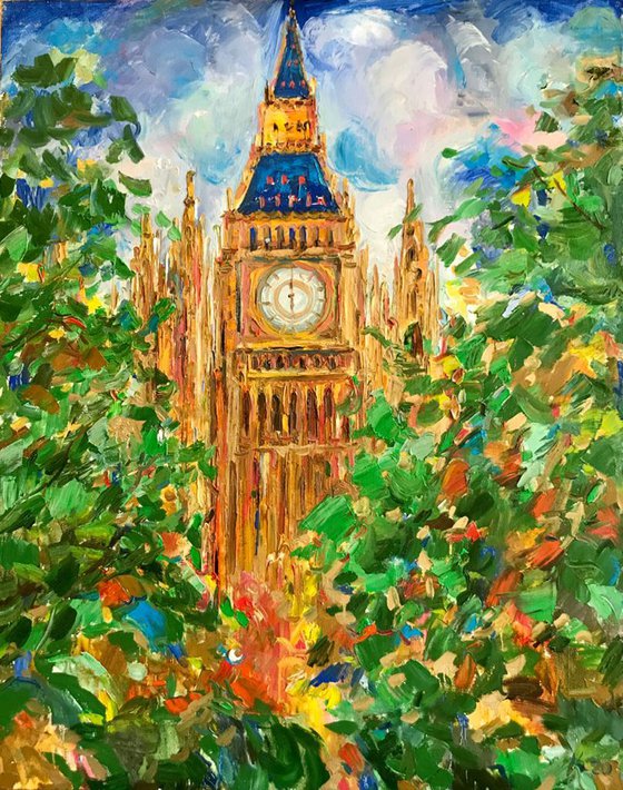 LONDON - Big Ben - Cityscape - Oil painting, original, one of a kind, 100x80cm