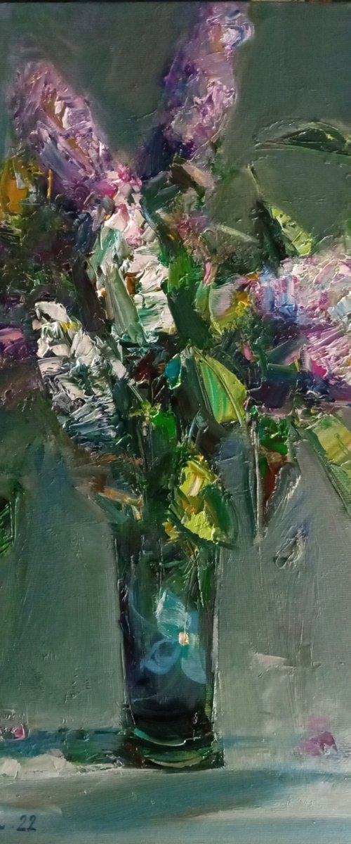 Abstract  lilacs (50x33cm, oil painting, ready to hang) by Matevos Sargsyan