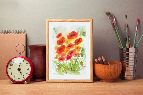 Red Poppies floral painting