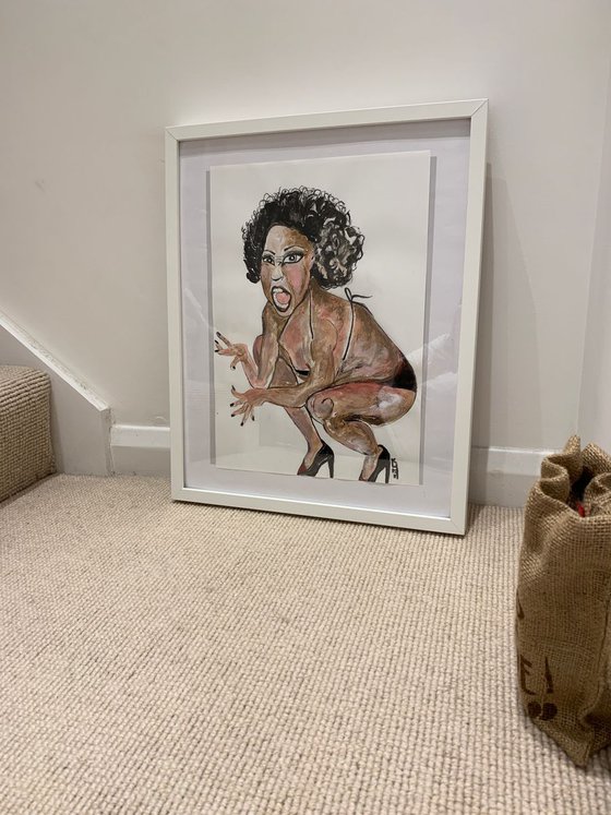 Black Woman Portrait, Fun Art, One-of-a-kind Gift Ideas, Original Artwork, Valentines Gift Ideas, Paintings on Paper, Framed Artwork, Black Queen Art, Beautiful Black Art Images,  Black Love Art