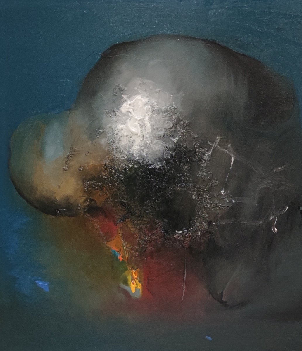 Abstract Portrait Oil Painting By Mladen Ilic, 24 X 28", Intensity, Original Artwork