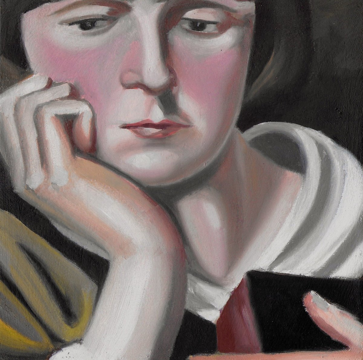 Illustrative Portrait Oil Painting By Neale Thomas, 7 X 7", The Reader, Original Artwork