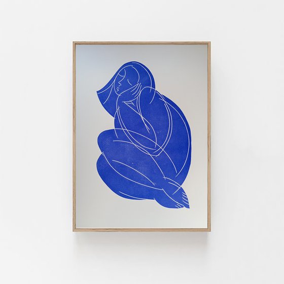 Linoprint "Blue nude-2" 50x70cm
