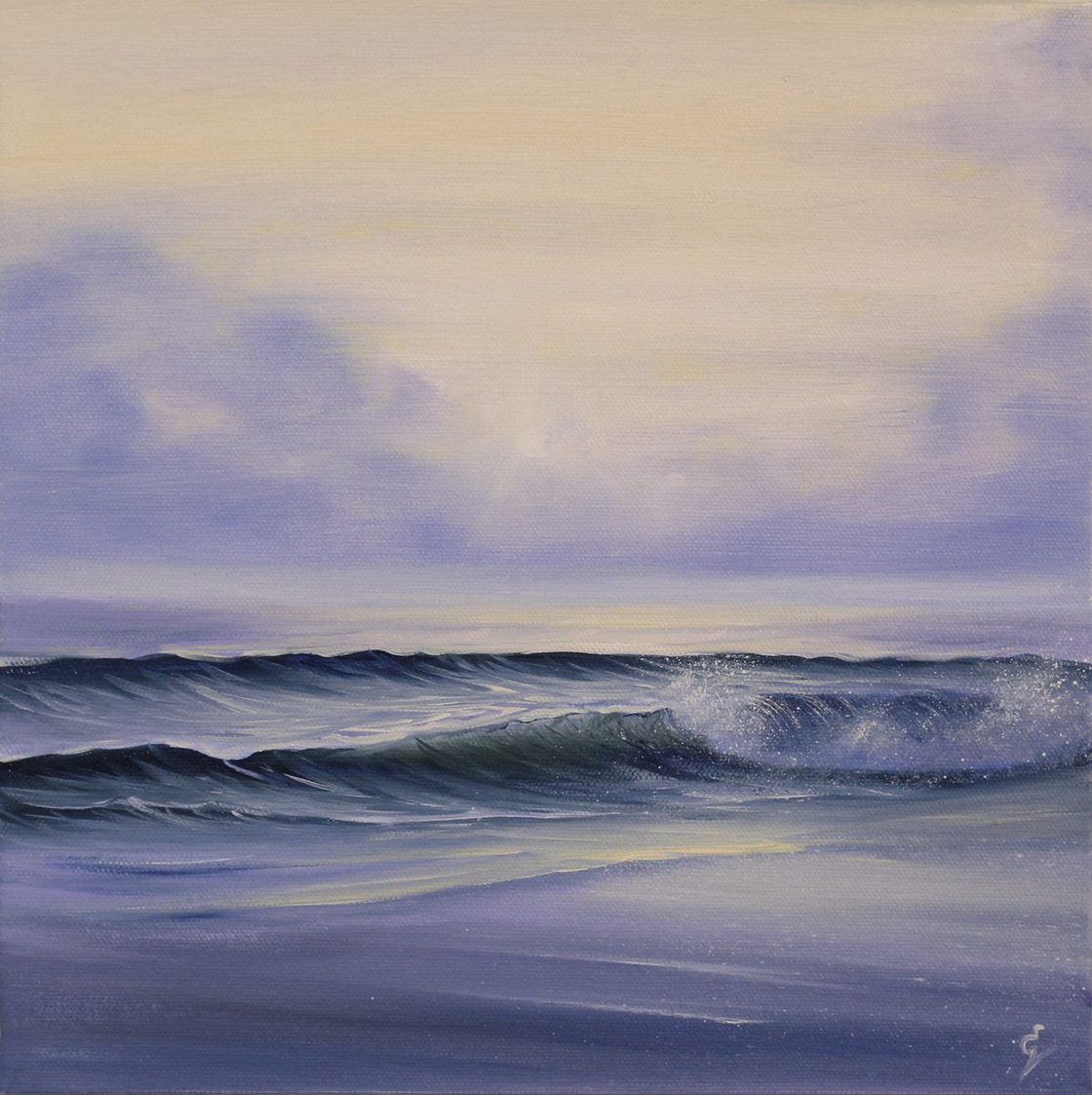 Violet Tides, plein air seascape Oil painting by Eva Volf | Artfinder