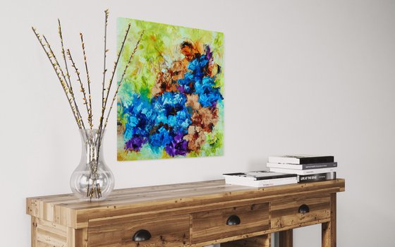 "Euphoria II" from "Colours of Summer" collection, abstract flower painting