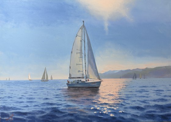 Seascape with Sailboats 55