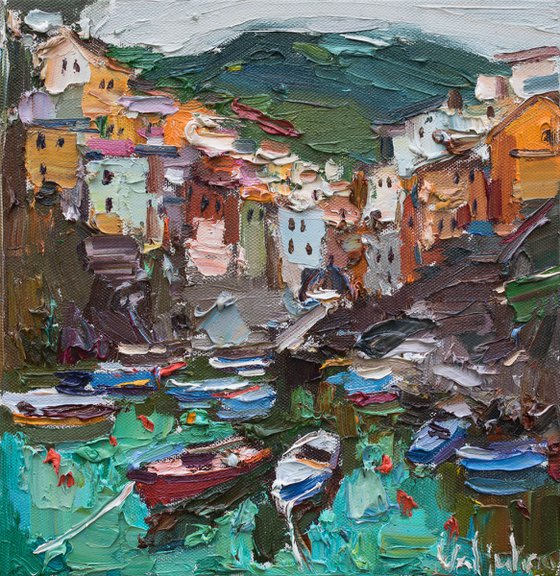 Riomaggiore, Cinque terre - Italian Landscape painting