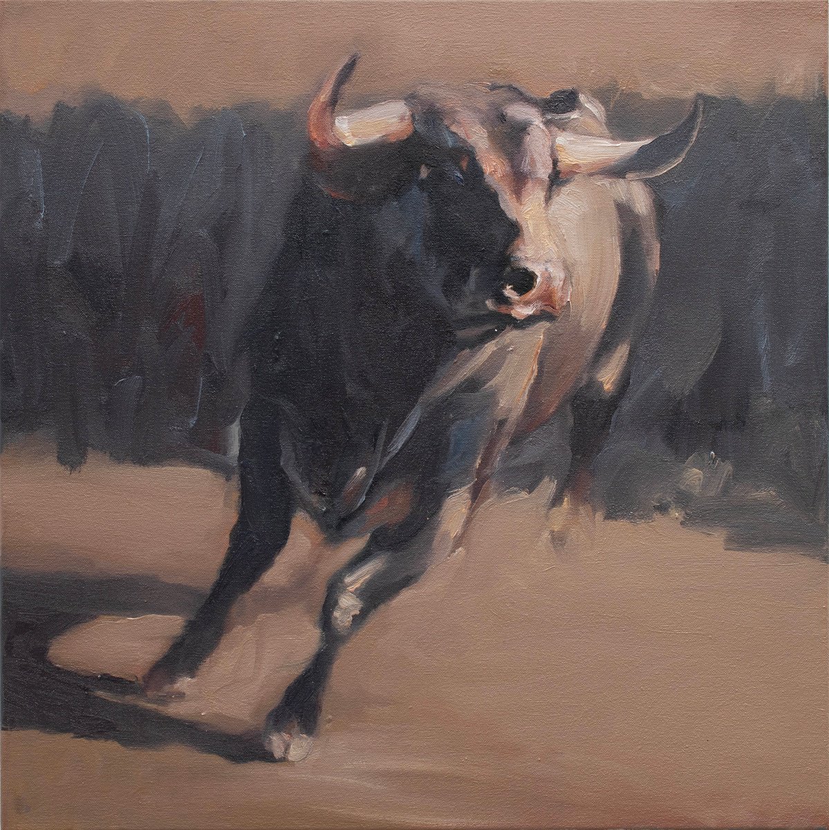 Expressive Animal Oil Painting By Zil Hoque, 20 X 20", Ars Longa Vita Brevis (Study), Original Artwork
