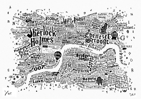 Literary Central London Map (white screenprint)