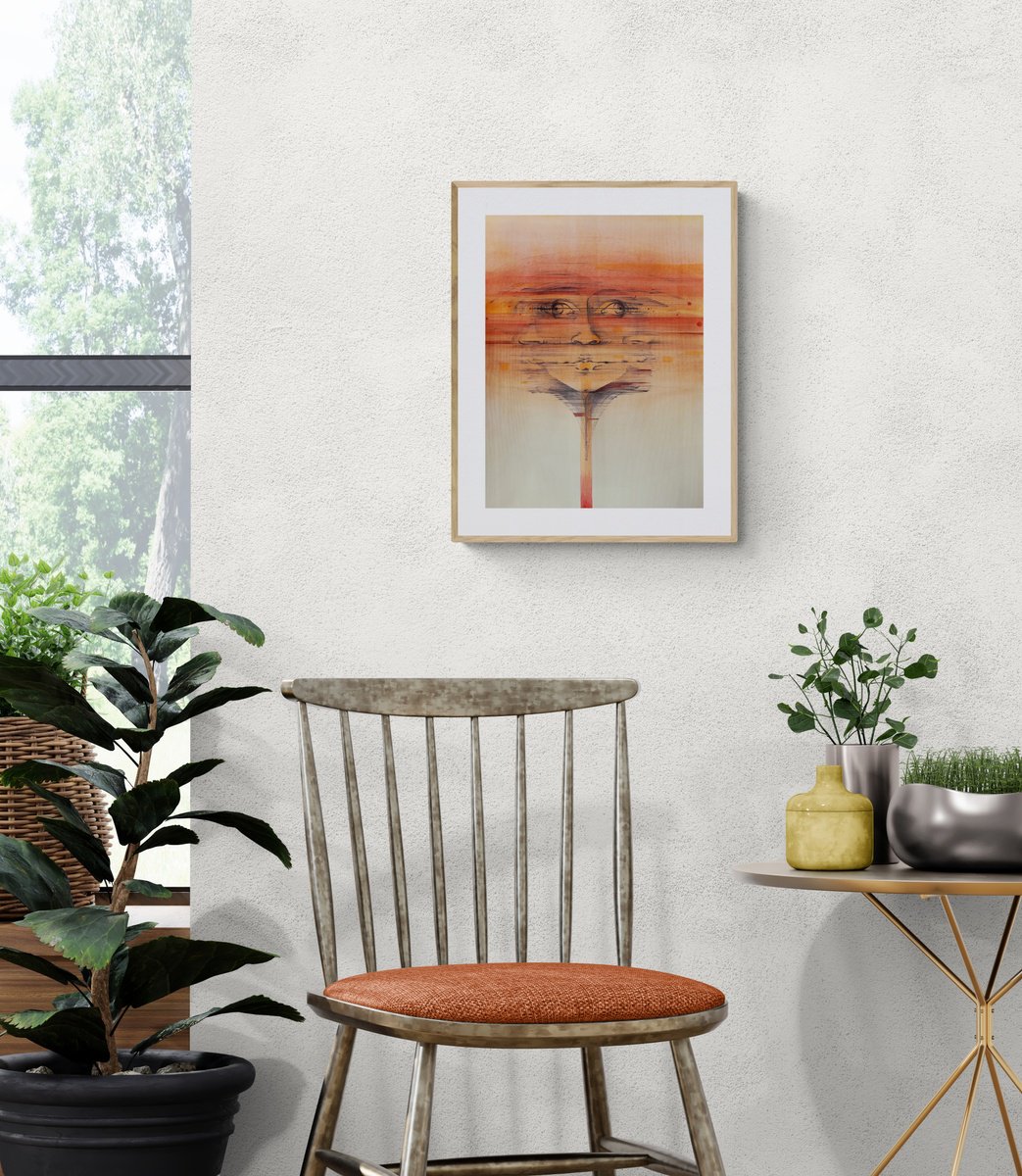 Surrealistic Portrait Painting By Marija Stojkovic, 12 X 17", Consciousness Ii, Original Artwork